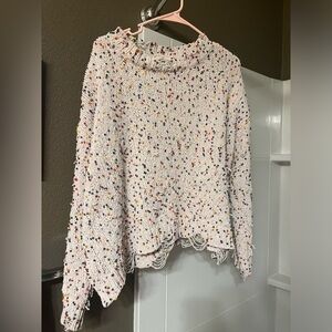 colorful & distressed women’s sweater